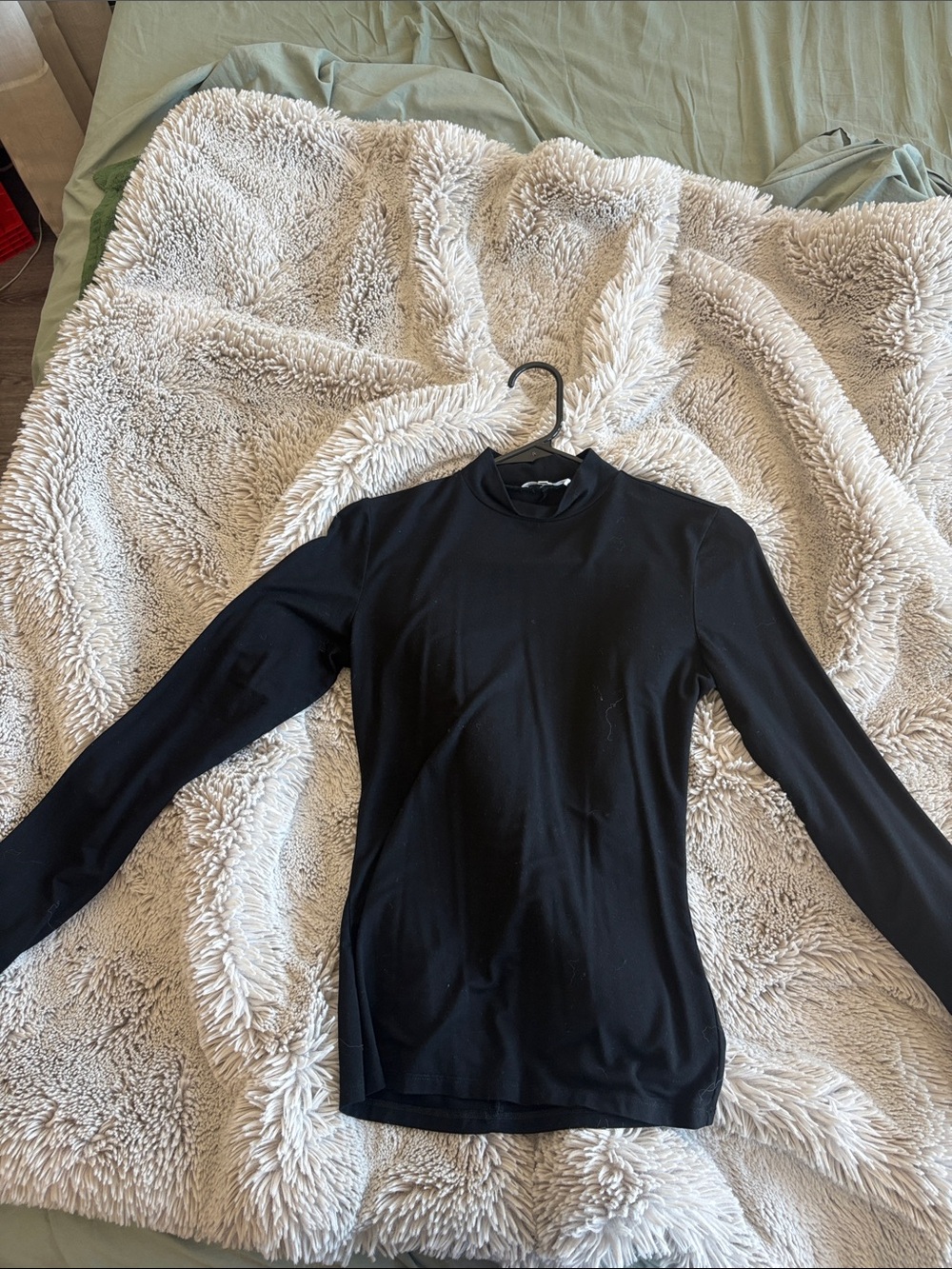 Reformation Black Long-Sleeve Mock Neck Top